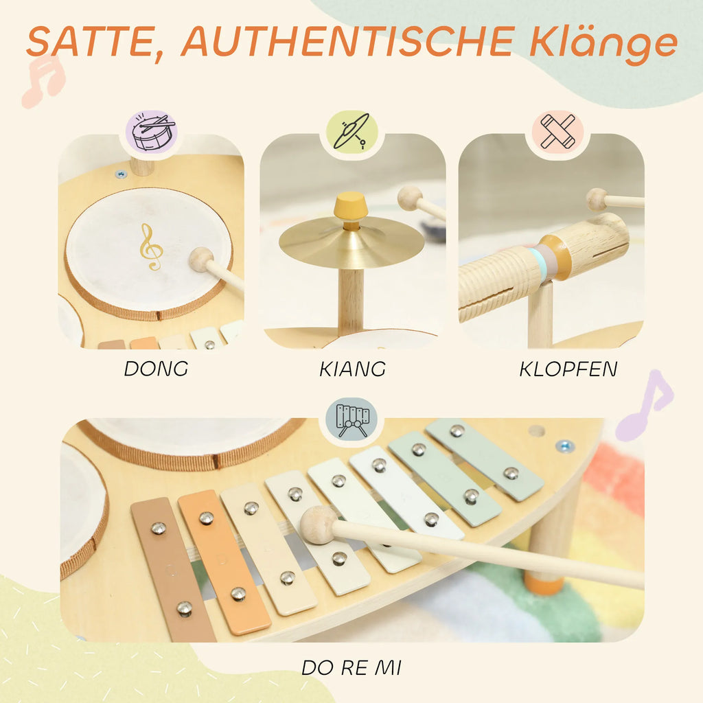 Vaikiškų muzikos instrumentų rinkinys 4-in-1 Montessori medinis