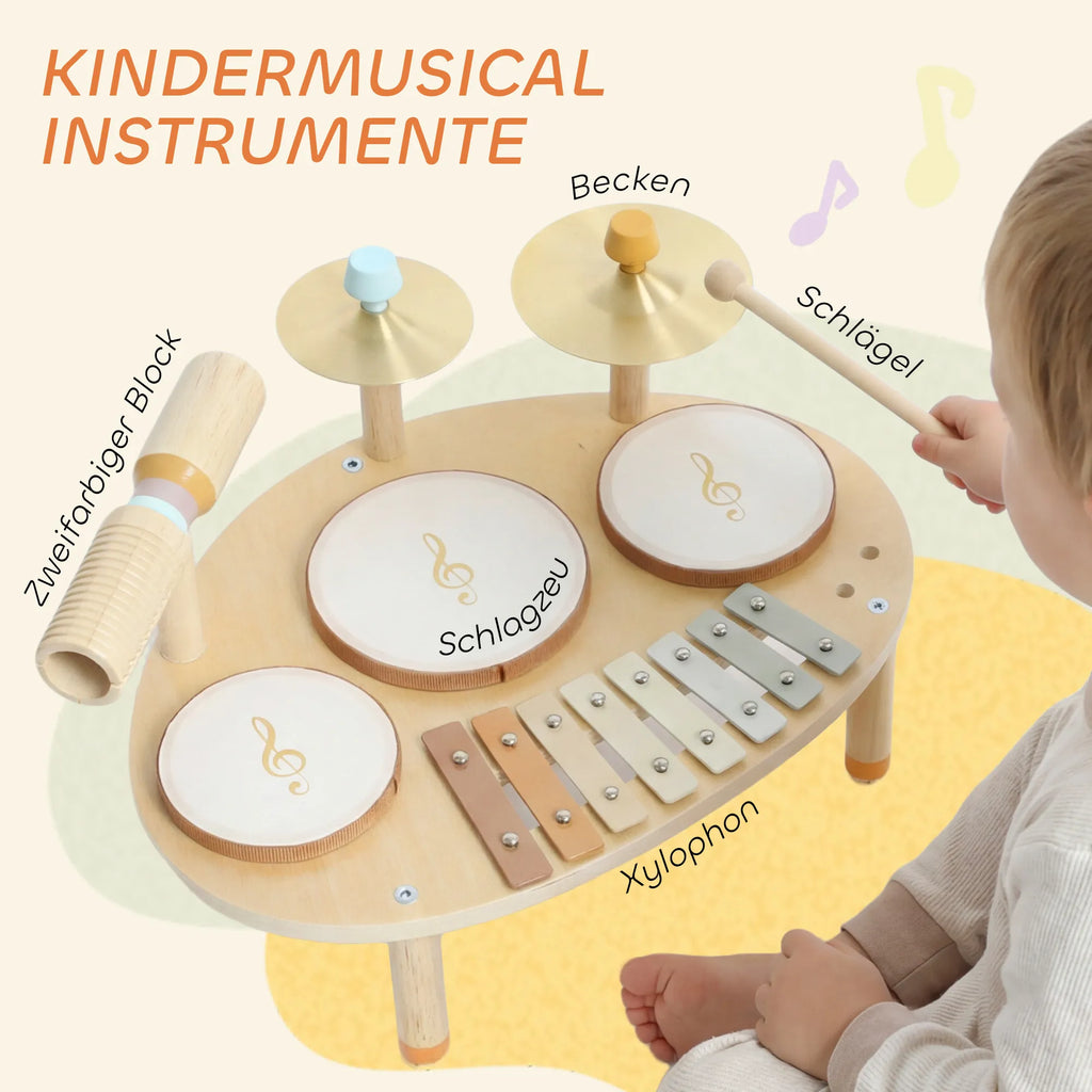 Vaikiškų muzikos instrumentų rinkinys 4-in-1 Montessori medinis
