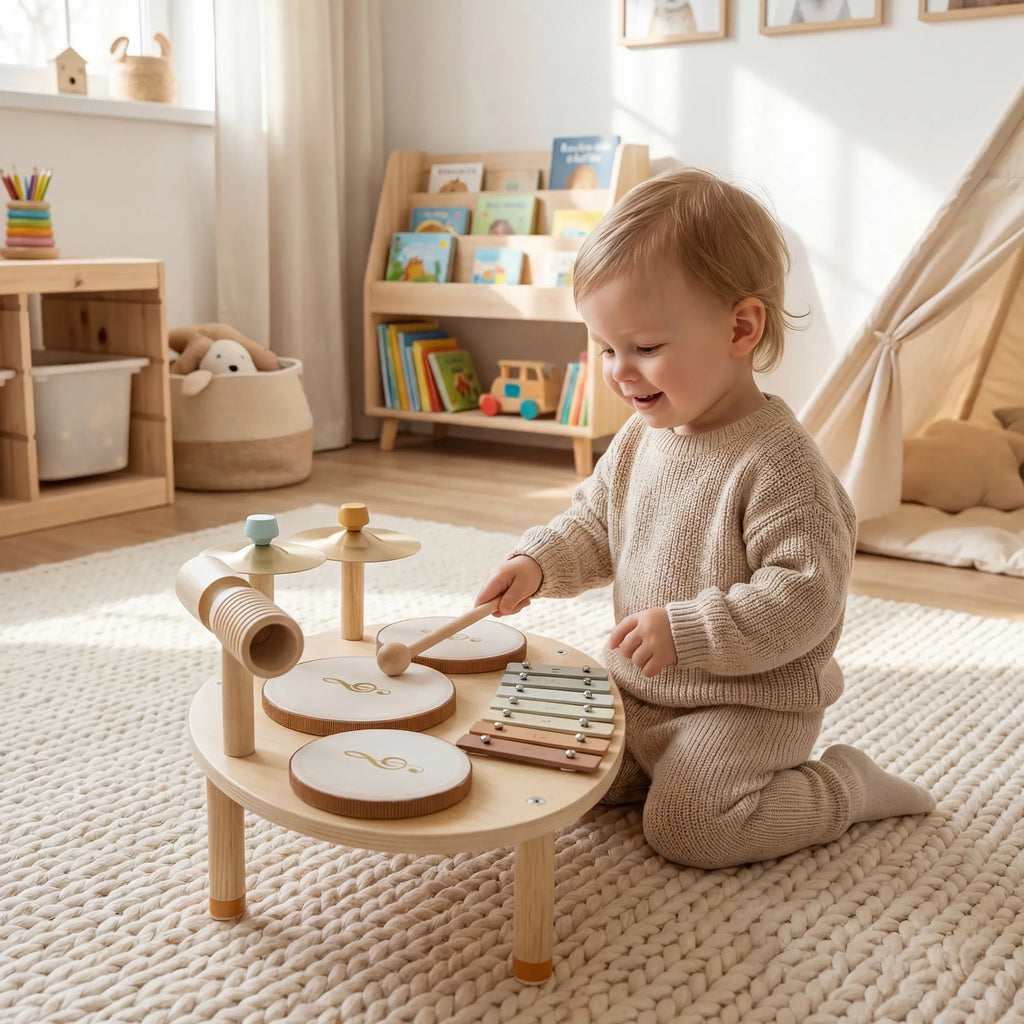 Vaikiškų muzikos instrumentų rinkinys 4-in-1 Montessori medinis