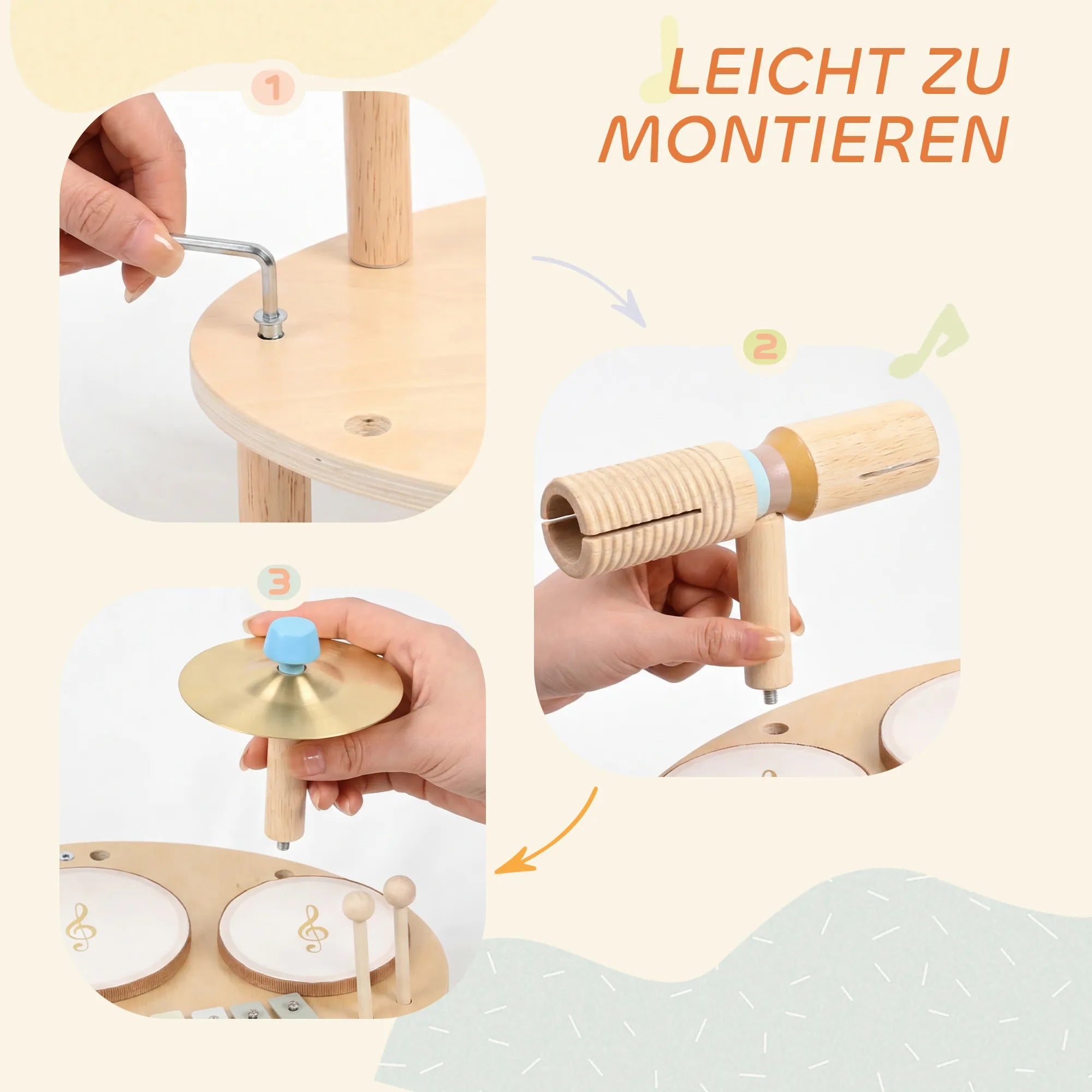 Vaikiškų muzikos instrumentų rinkinys 4-in-1 Montessori medinis