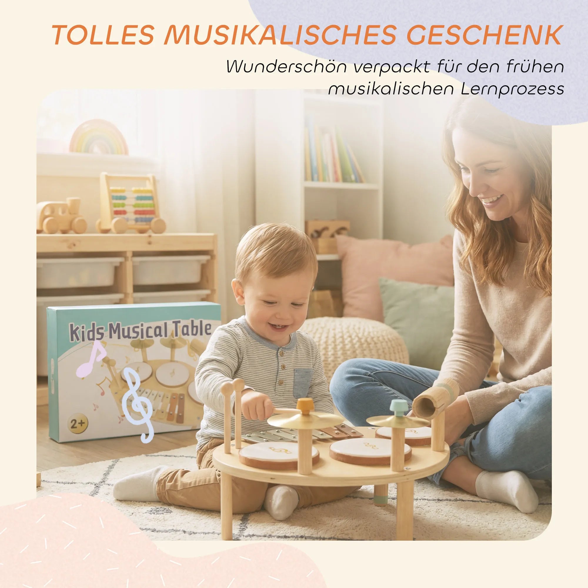 Vaikiškų muzikos instrumentų rinkinys 4-in-1 Montessori medinis