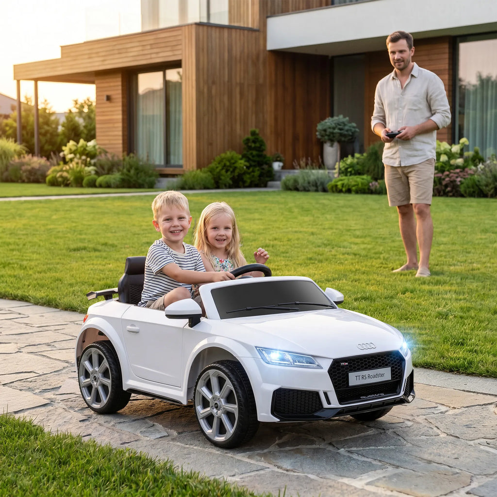 Vaikų elektrinis automobilis, Audi TT RS Roadster, 3 km/h, nuotolinis valdymas, LED, USB, baltas