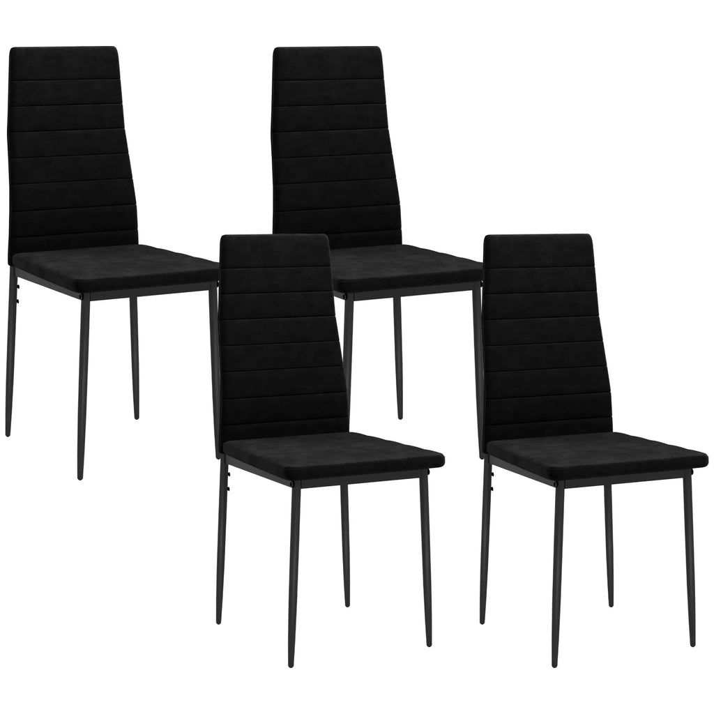 Valgomojo kėdės, 4 vnt., veliūrinės, juodos