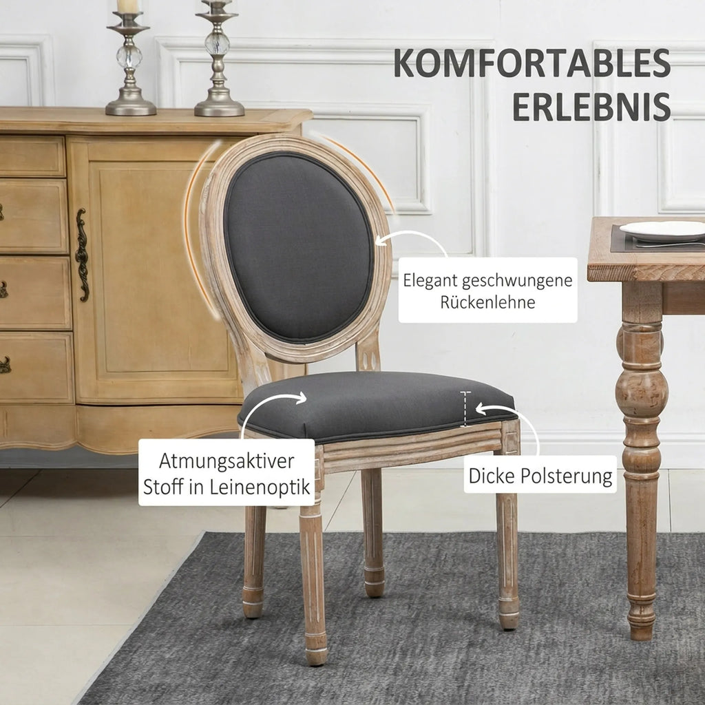 Valgomojo kėdžių komplektas, 2 vnt., pilkos ir natūralios medienos