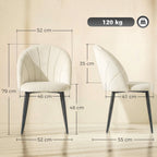 Schema su kėdės matmenimis iš priekio ir šono: 52 cm pločio, 79 cm aukščio