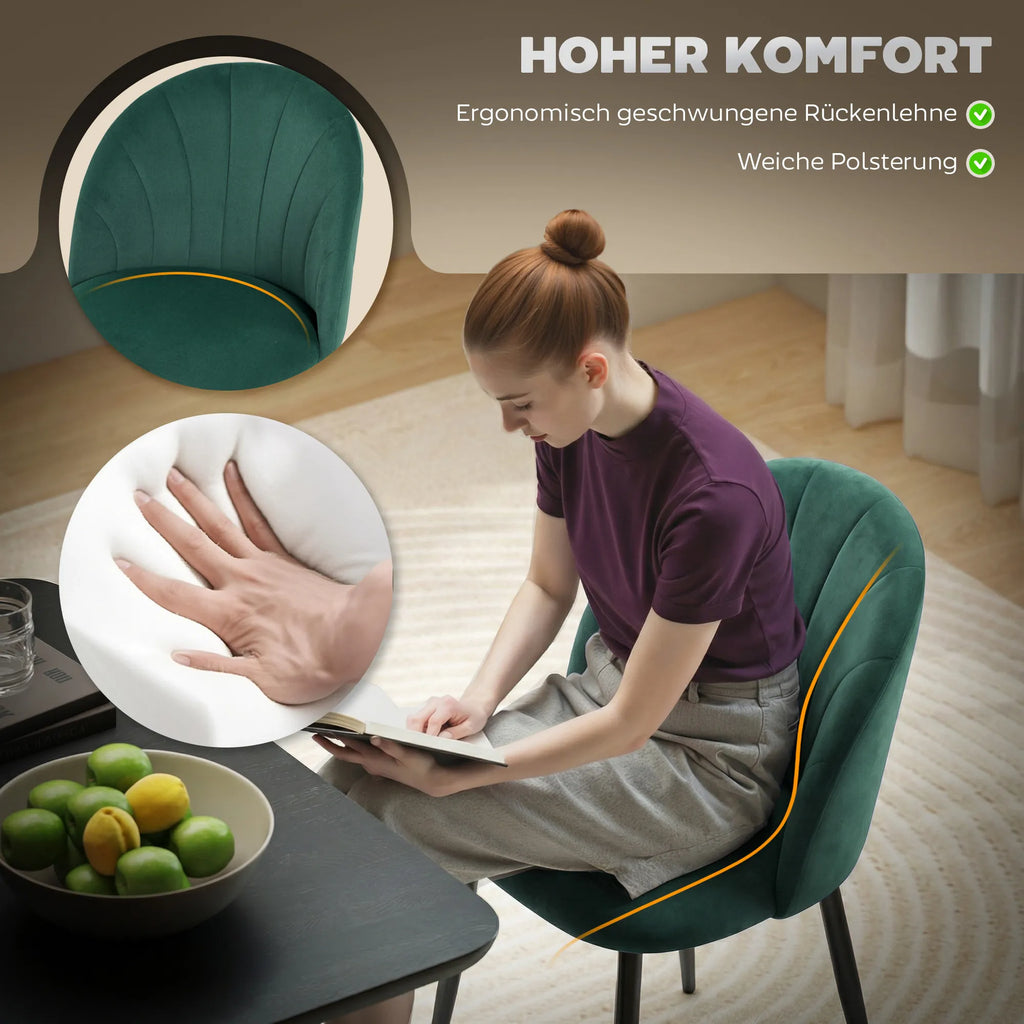 Valgomojo kėdžių komplektas, 2 vnt., tamsiai žalia