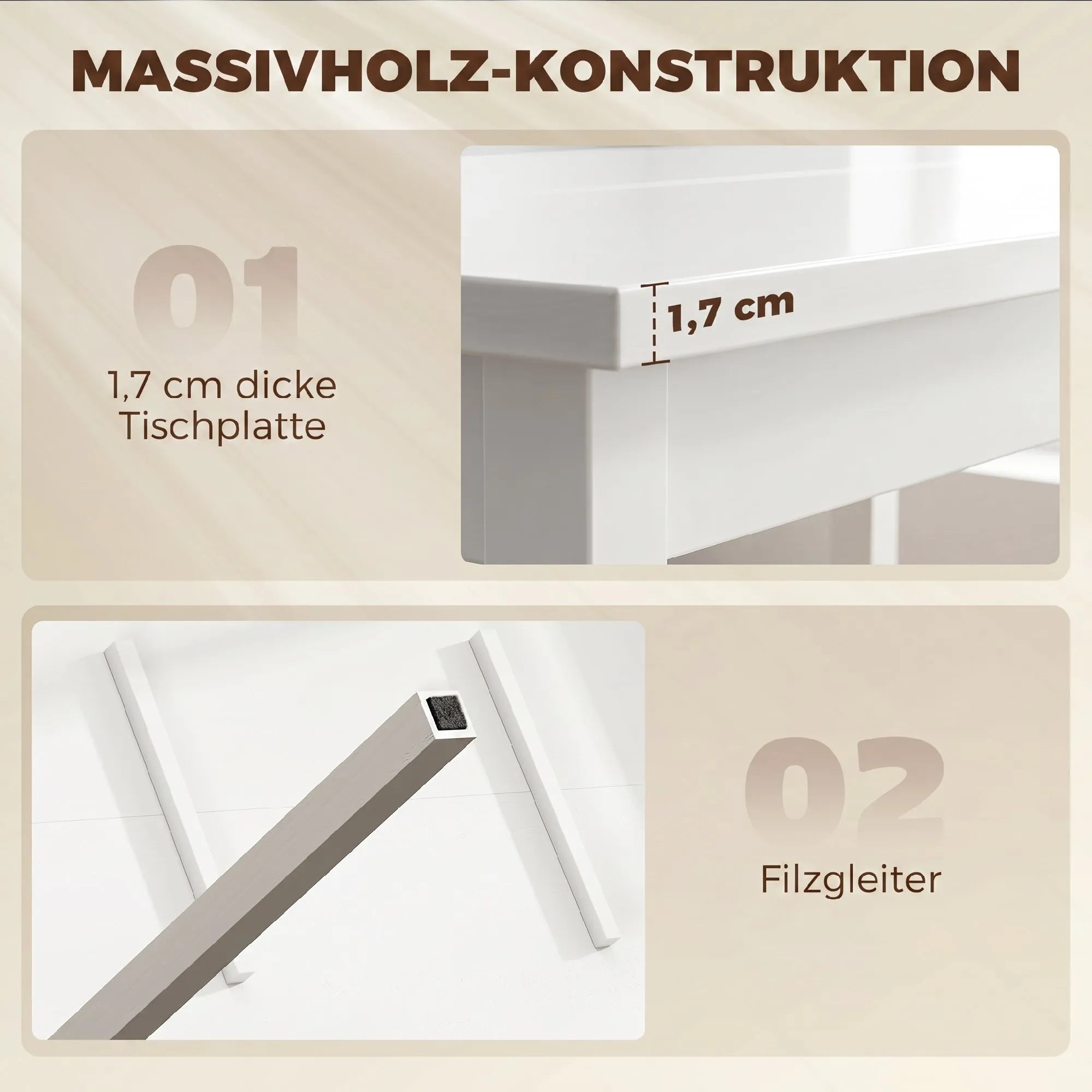 Valgomojo komplektas, 5 dalių, su stačiakampiu stalu, baltas
