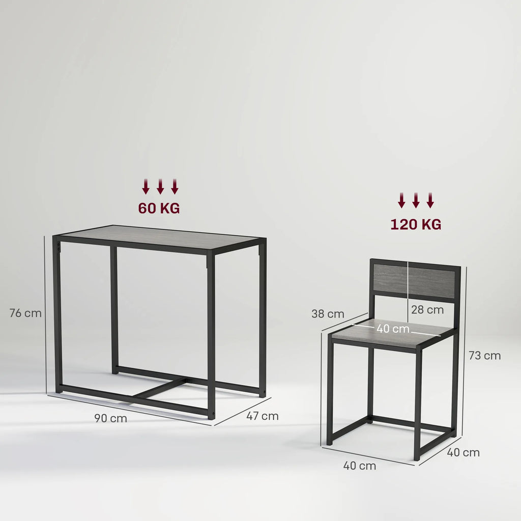 Stalo ir kėdžių matmenų bei apkrovos schema centimetrais ir kilogramais