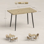 Stalo matmenų schema: 110×70 cm plotis, 75 cm aukštis, 80 kg apkrova