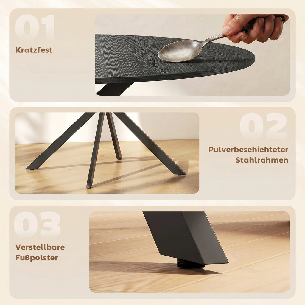 Valgomojo stalas 120 cm skersmens, pramoninio dizaino, juodas