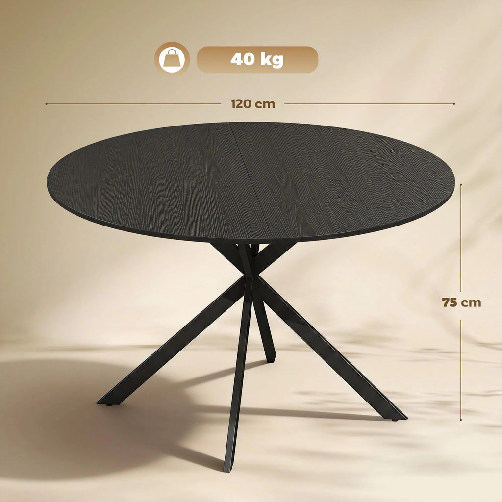 Valgomojo stalas 120 cm skersmens, pramoninio dizaino, juodas