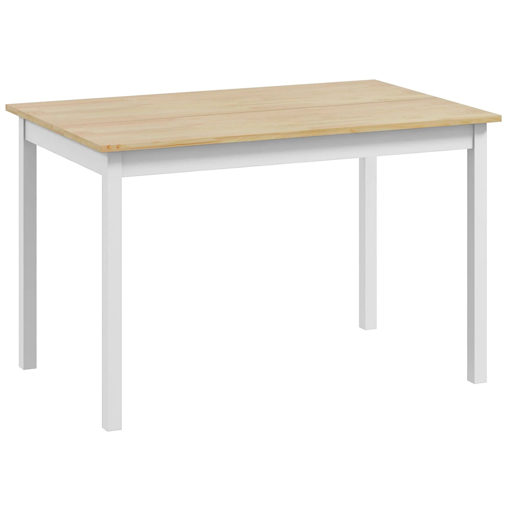 Valgomojo stalas 120 x 75 cm, baltas su natūralaus medžio spalva