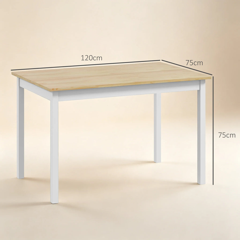 Valgomojo stalas 120 x 75 cm, baltas su natūralaus medžio spalva