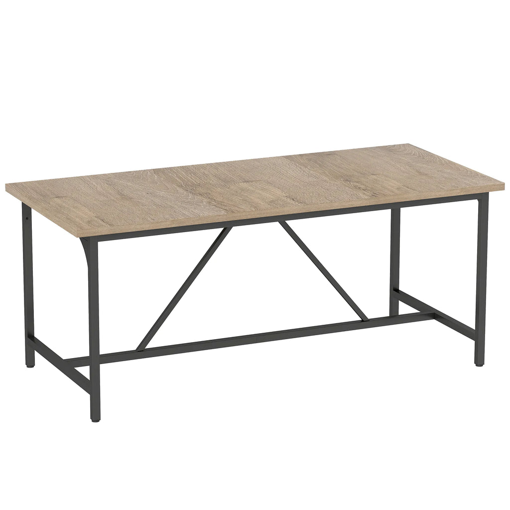 Valgomojo stalas 180x80 cm, 6-8 asmenims, stačiakampis, medžio imitacijos stalviršis, natūrali spalva
