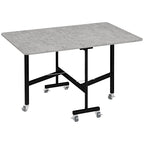 Valgomojo stalas 4–6 asmenims, sulankstomas stalas su ratukais, plieninis rėmas, 52,5–120 x 80 x 73 cm, pilkos spalvos