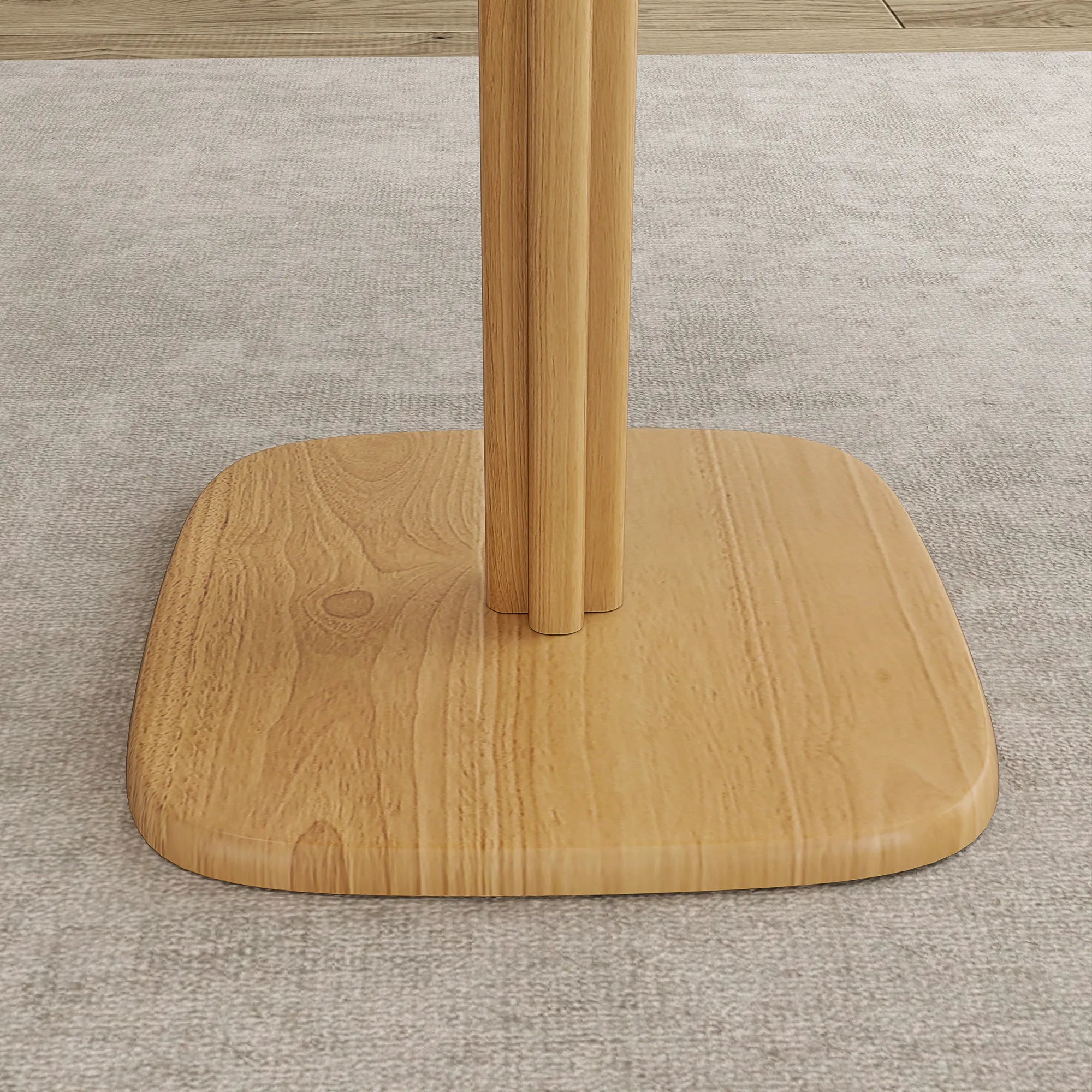 Valgomojo stalas 70 x 70 cm, 4 asmenims, iš kaučiuko medienos, natūralus
