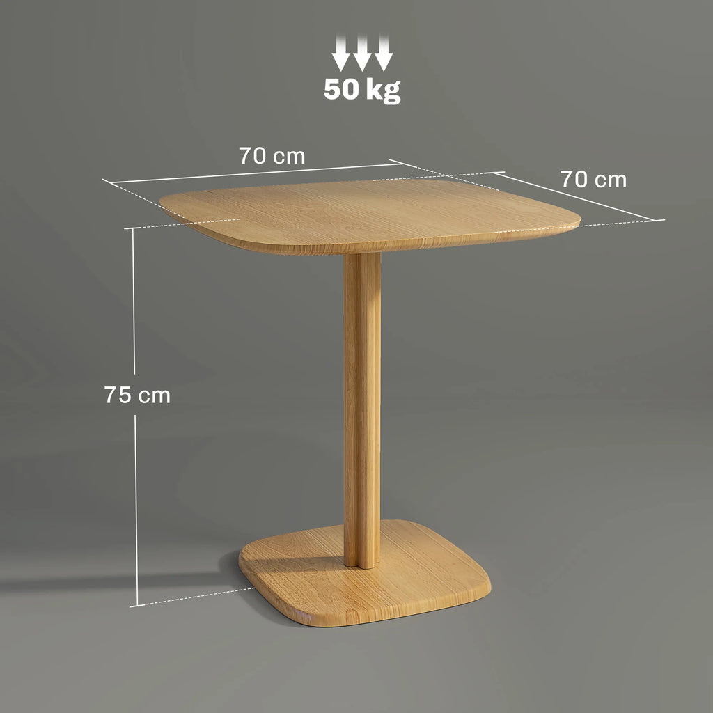 Valgomojo stalas 70 x 70 cm, 4 asmenims, iš kaučiuko medienos, natūralus