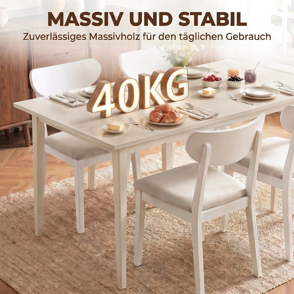 Valgomojo stalas, 8 vietų, 180 cm, kreminės spalvos