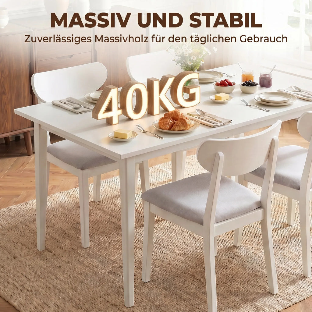 Valgomojo stalas, 8 vietų, 180 cm, kreminės spalvos