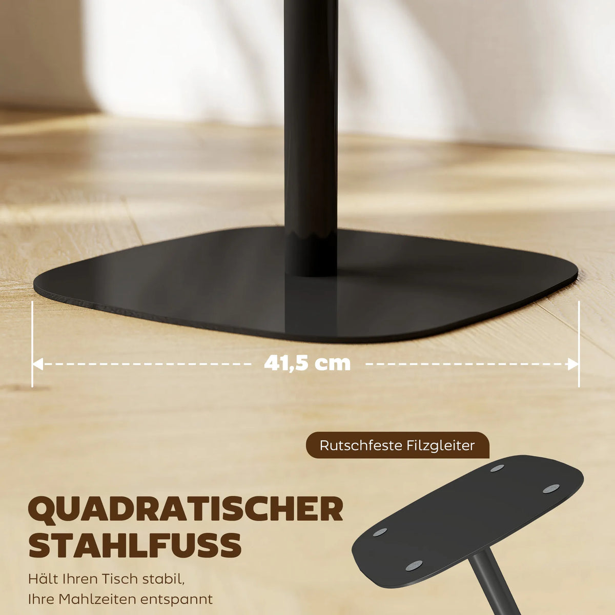 Valgomojo stalas kvadratinis 60 cm rudas
