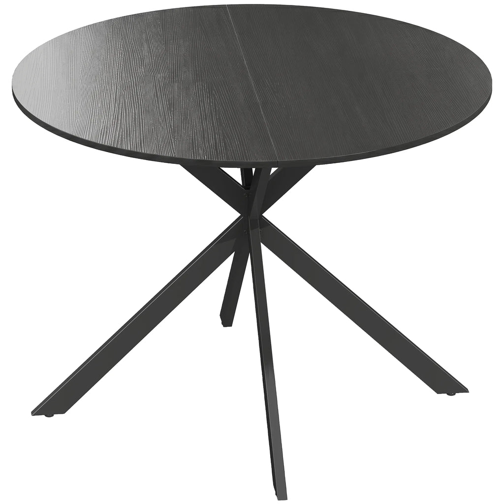 Valgomojo stalas su plieninėmis kojomis, 100 cm, juodas