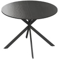 Valgomojo stalas su plieninėmis kojomis, 100 cm, juodas