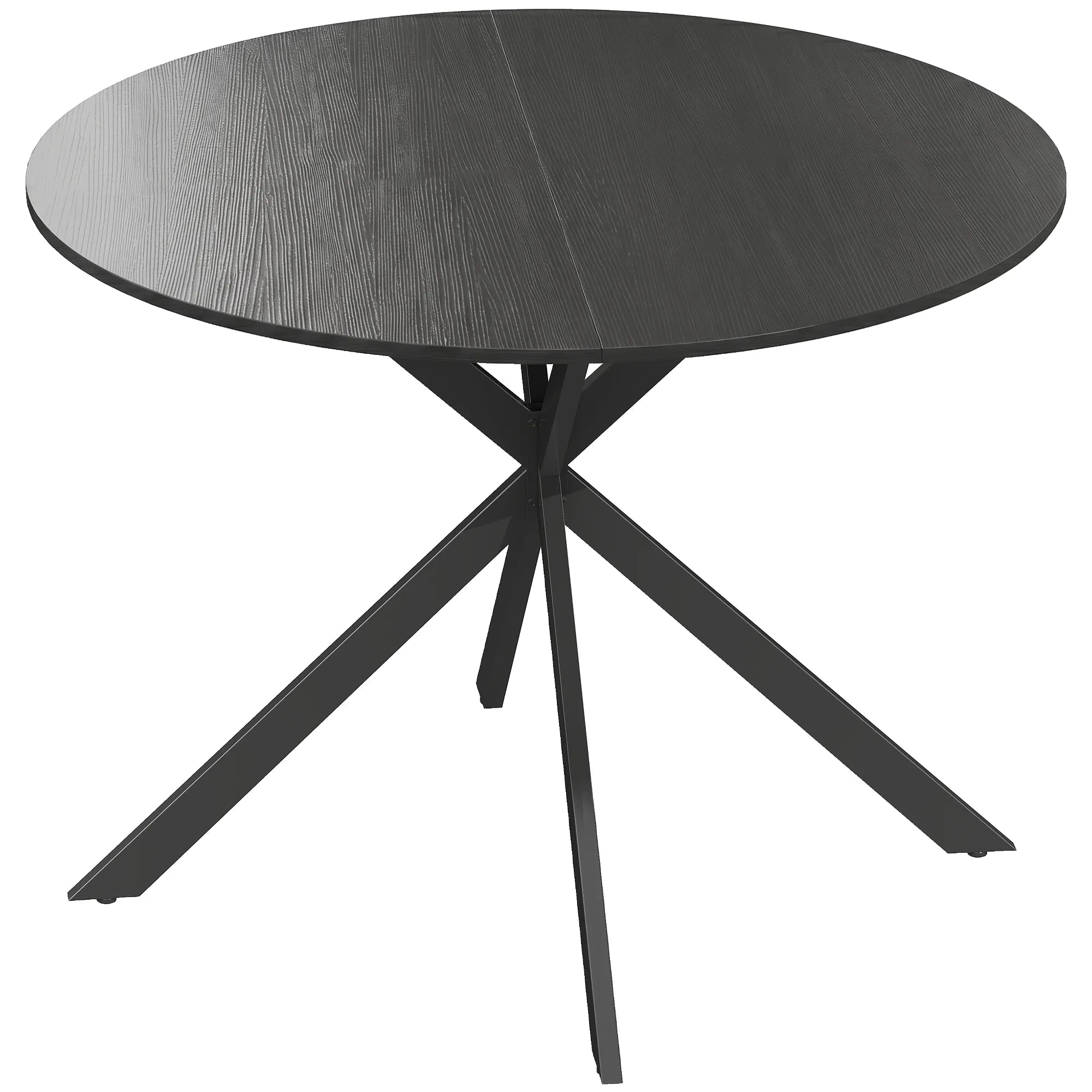 Valgomojo stalas su plieninėmis kojomis, 100 cm, juodas