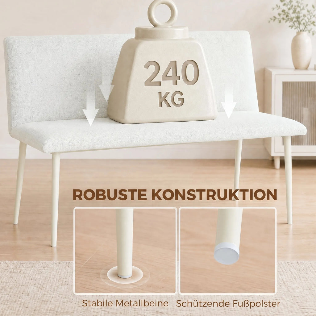 Valgomojo suoliukas su atlošu, 120 cm, smėlio spalvos