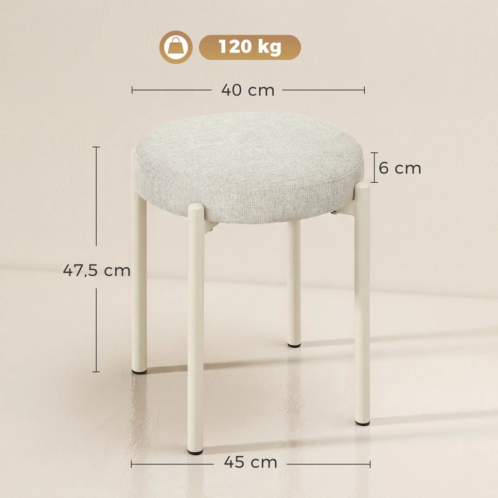 Taburečio matmenų schema: aukštis 47,5 cm, sėdynės skersmuo 40 cm