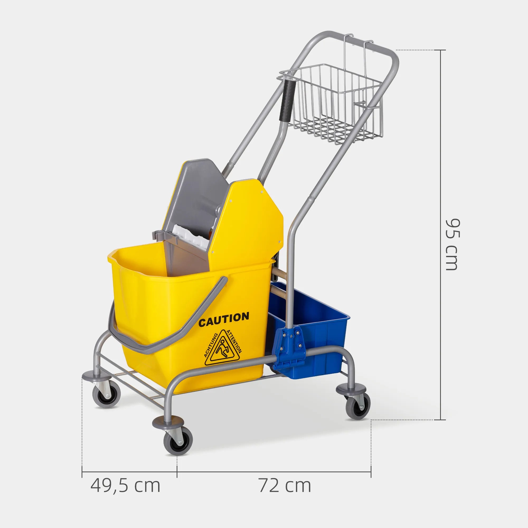 Valymo vežimėlis su gręžtuvu, 25 l, geltonas