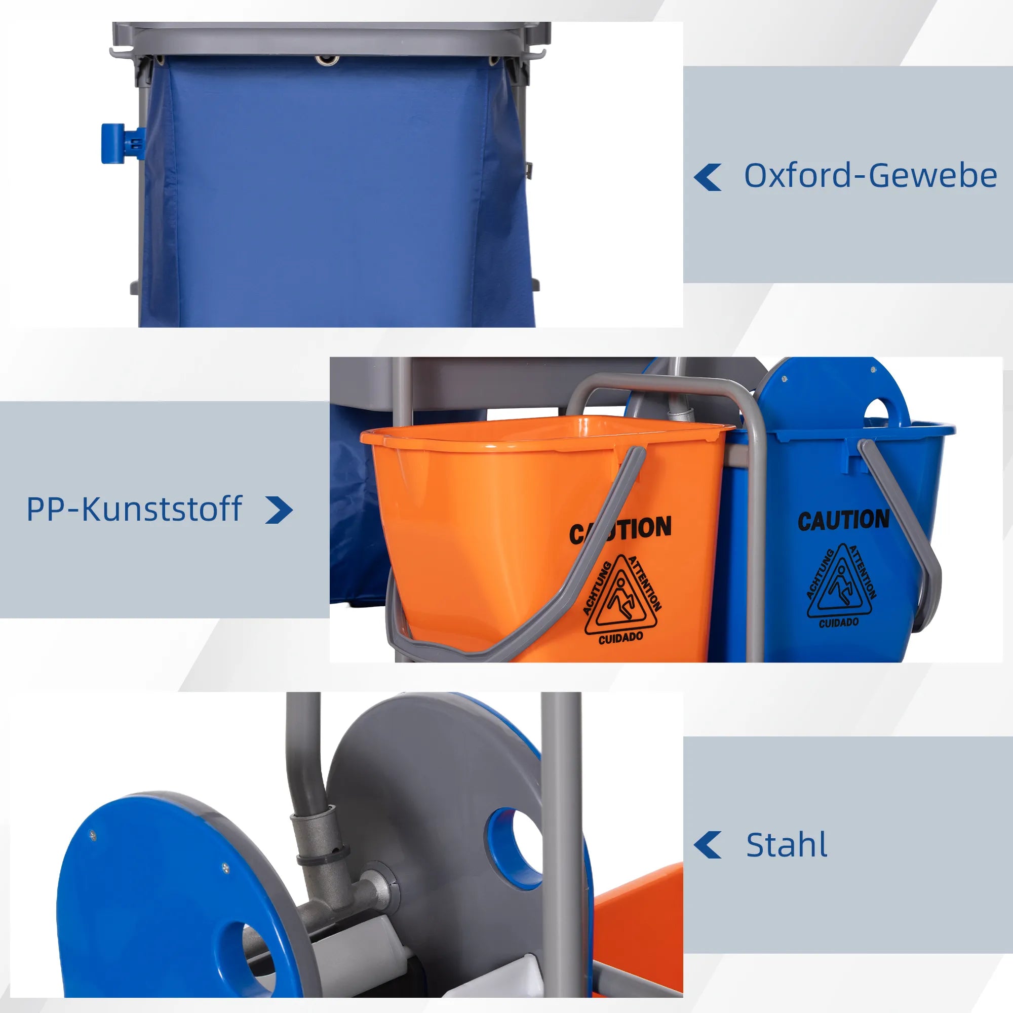 Valymo vežimėlis su presu ir 2x18 l kibirais, pilkas