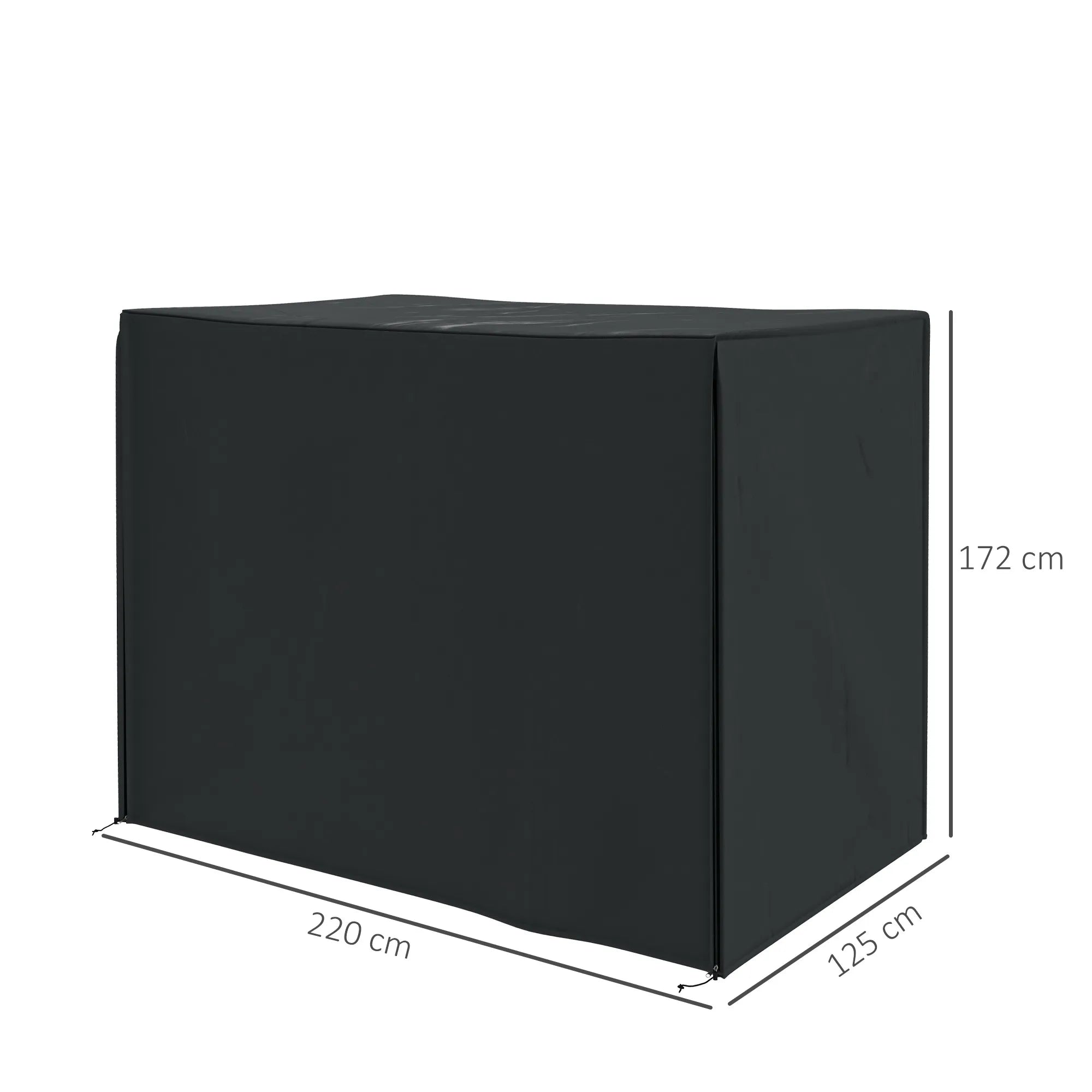 Vandeniui atsparus sodo sūpynių uždangalas su užtrauktuku, apsauginis lauko baldų dėklas, oxford audinys, 220x125x172 cm, juoda