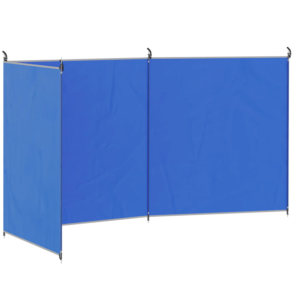 Vėjo uždanga stovyklavimo 540 x 150 cm plieniniais strypais, mėlyna