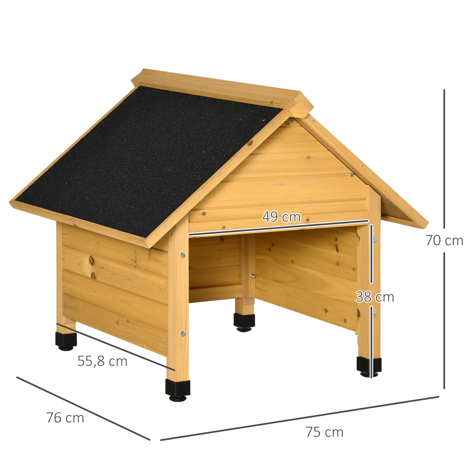 Garažo matmenų schema: plotis 76 cm, ilgis 75 cm, aukštis 70 cm