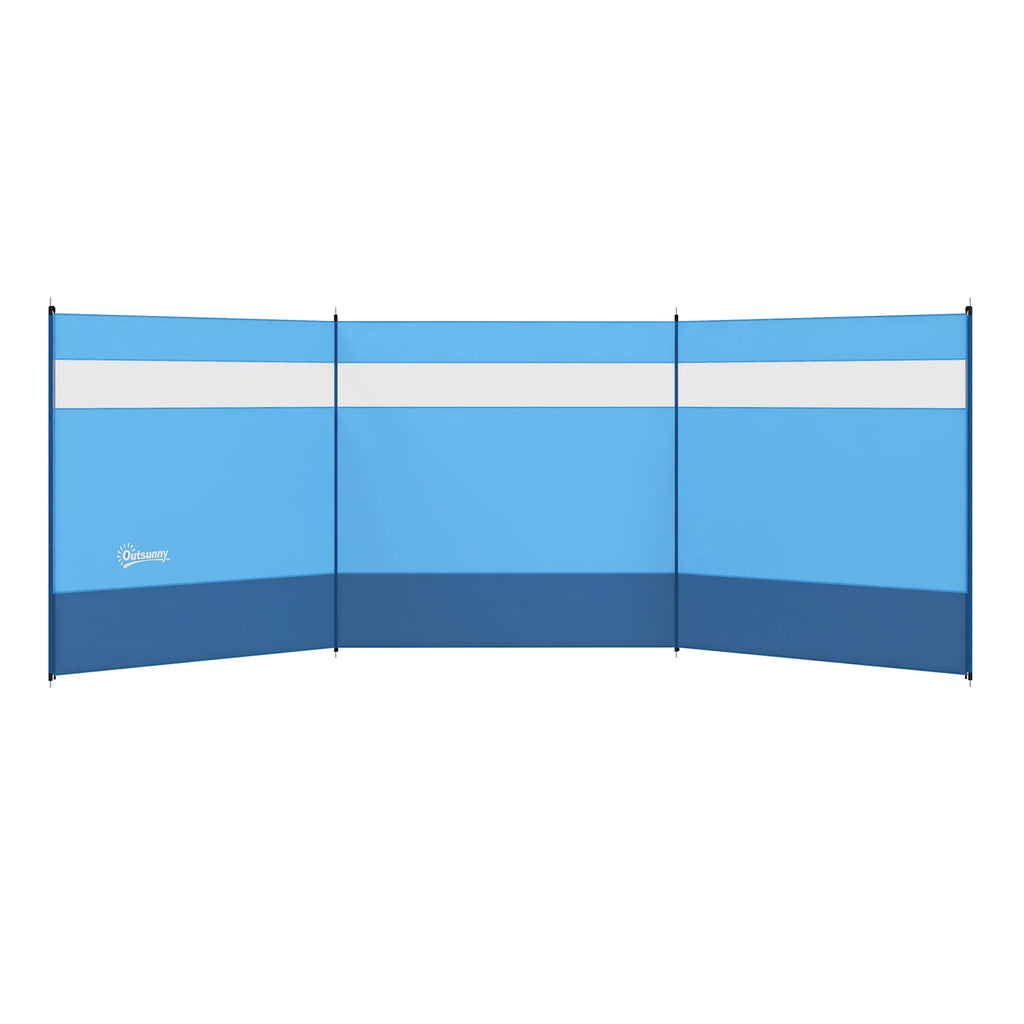 Vėjų užuovėja su permatomu langu, 440x140 cm, mėlyna