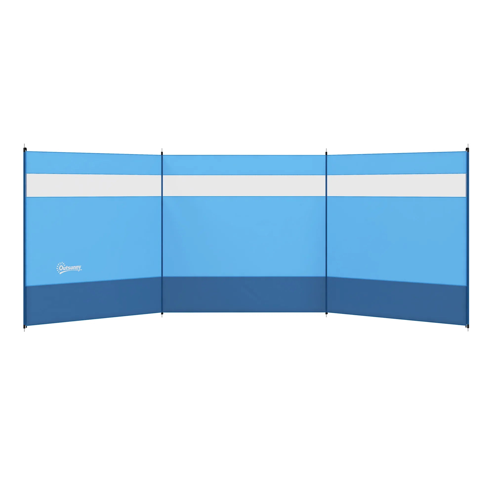 Vėjų užuovėja su permatomu langu, 440x140 cm, mėlyna