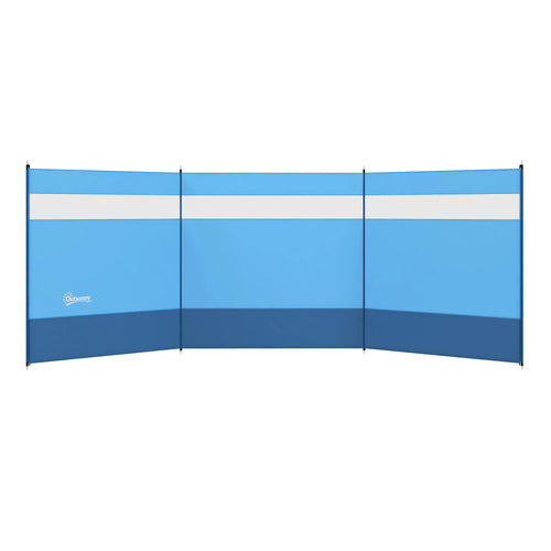 Vėjų užuovėja su permatomu langu, 440x140 cm, mėlyna