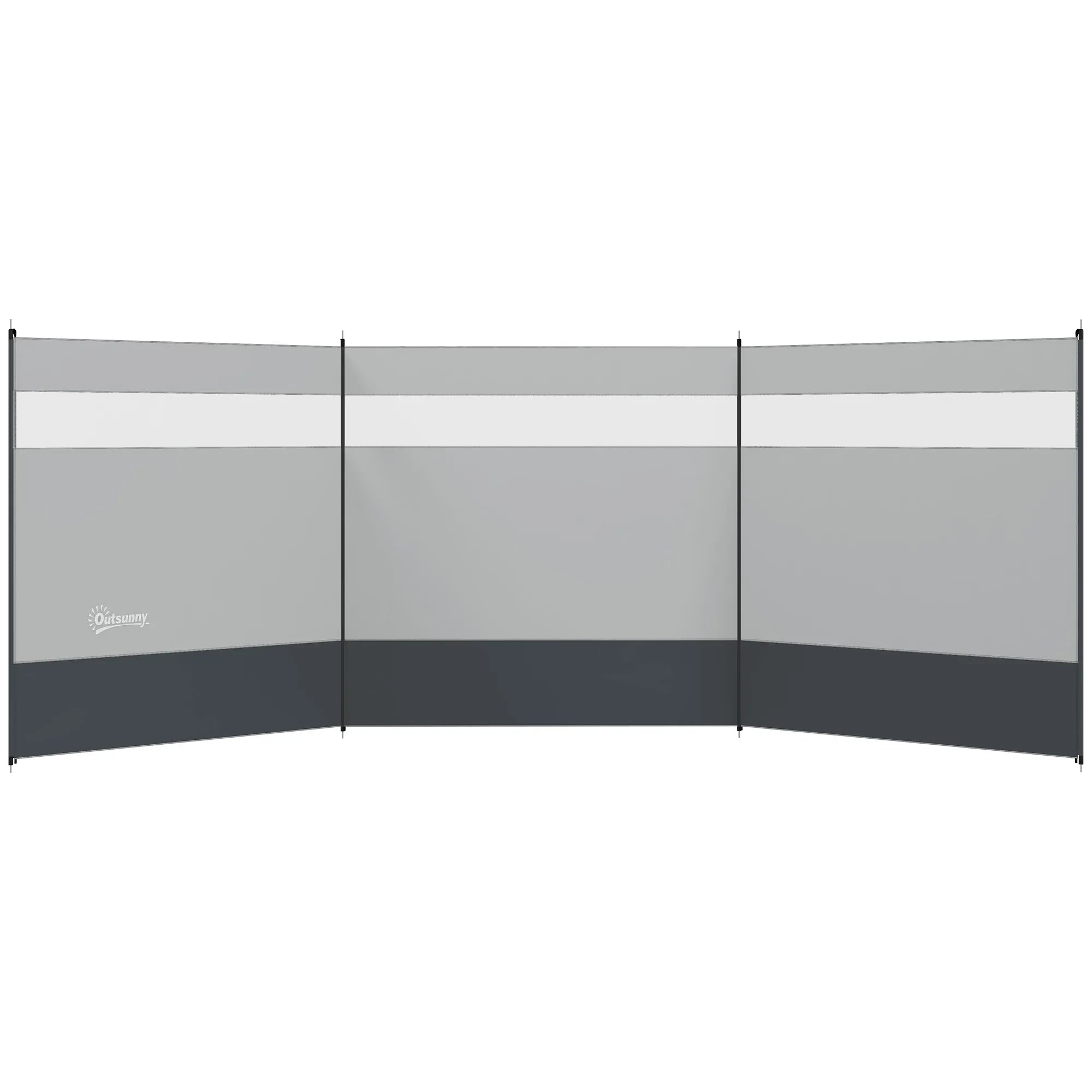 Vėjų užuovėja su permatomu langu, 440x140 cm, pilka