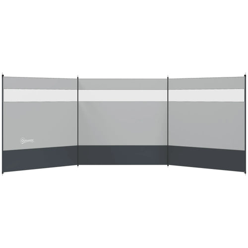 Vėjų užuovėja su permatomu langu, 440x140 cm, pilka