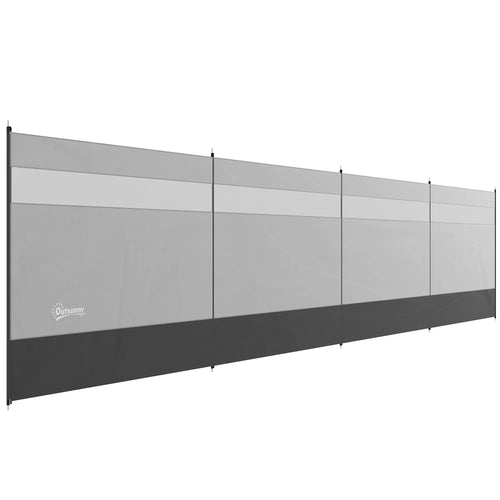 Vėjui atspari pertvara 725x140 cm, su langeliu, pilka