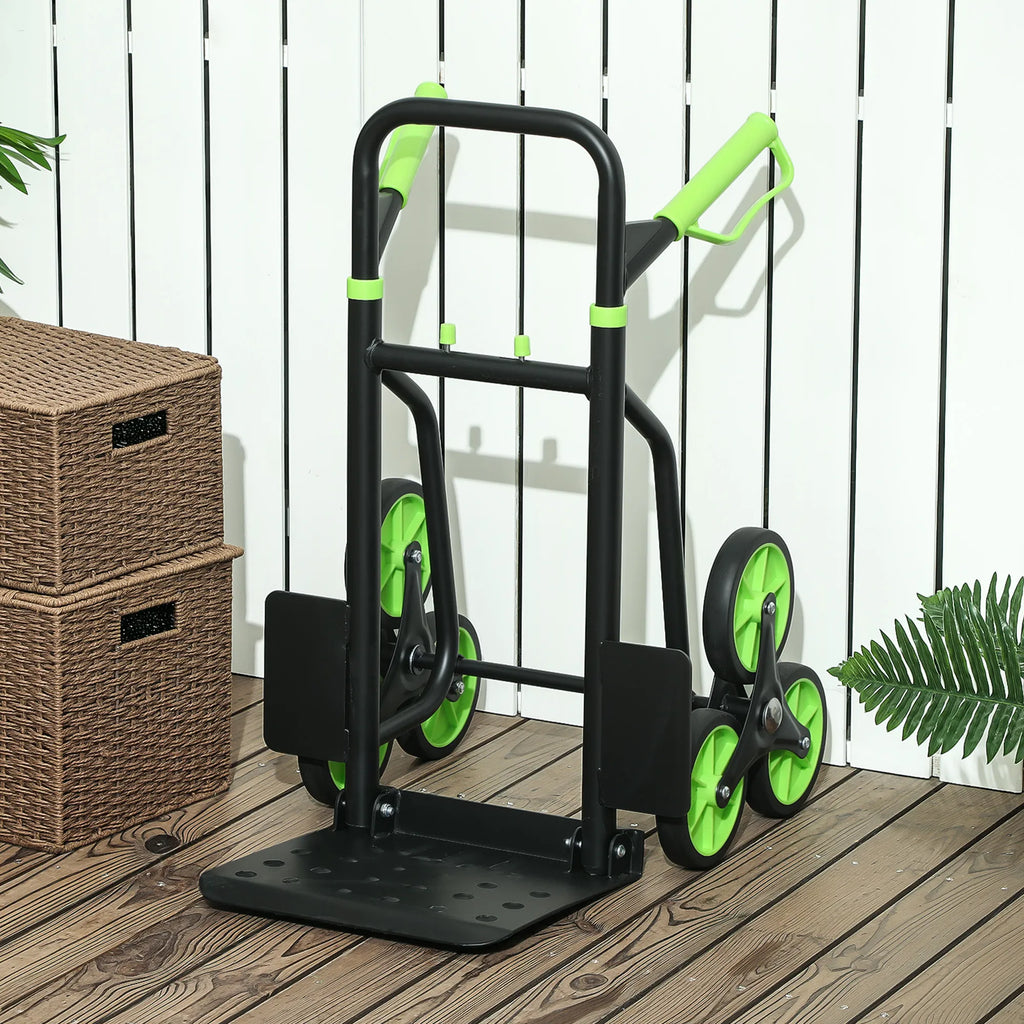 Vežimėlis laiptams, iki 120 kg, sulankstomas, plieninis rėmas, žalias