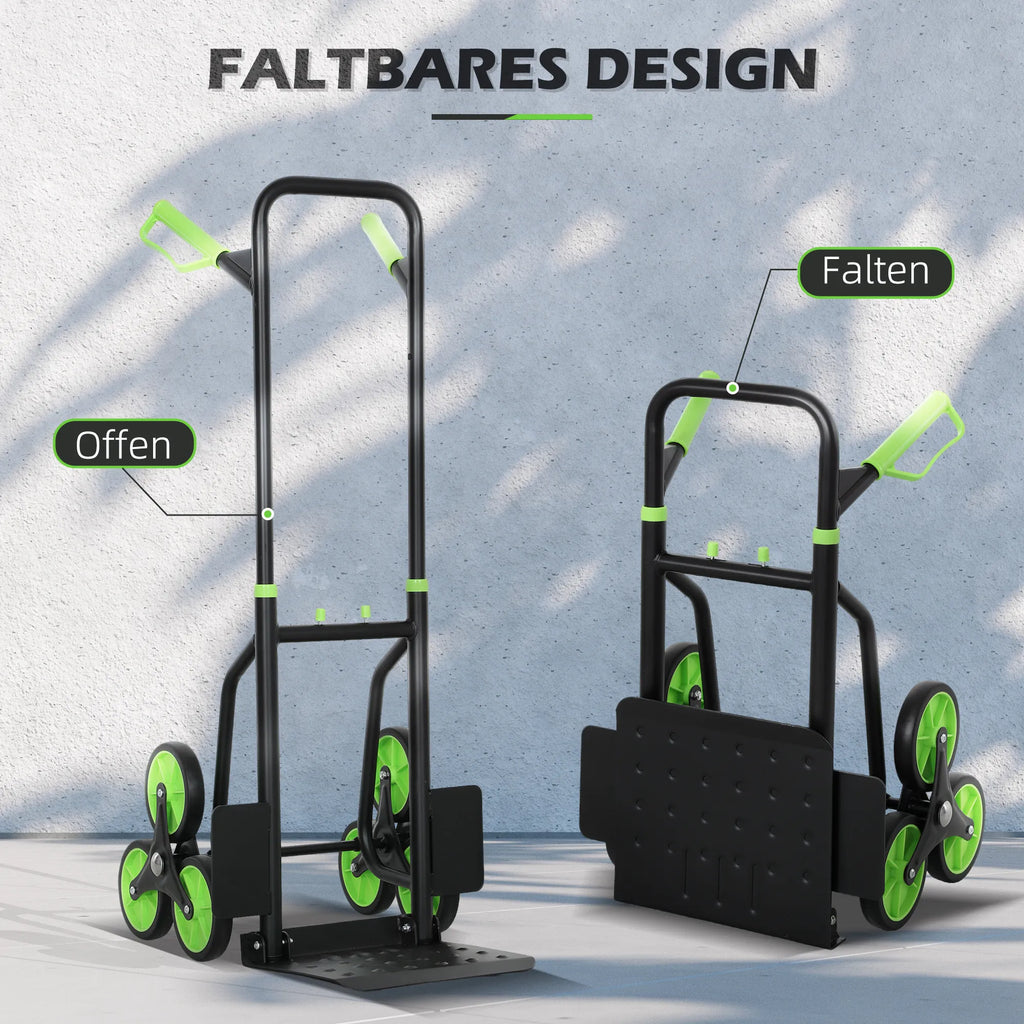 Vežimėlis laiptams, iki 120 kg, sulankstomas, plieninis rėmas, žalias