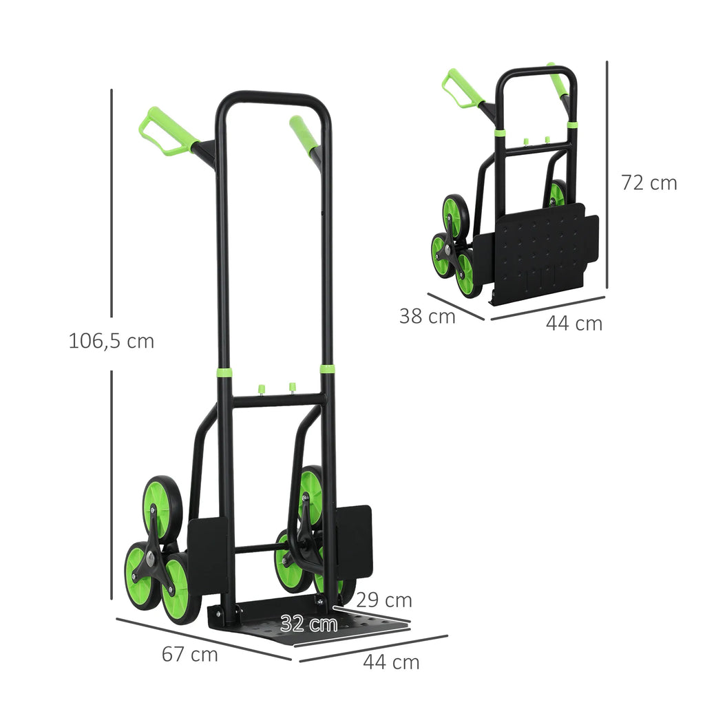 Vežimėlis laiptams, iki 120 kg, sulankstomas, plieninis rėmas, žalias