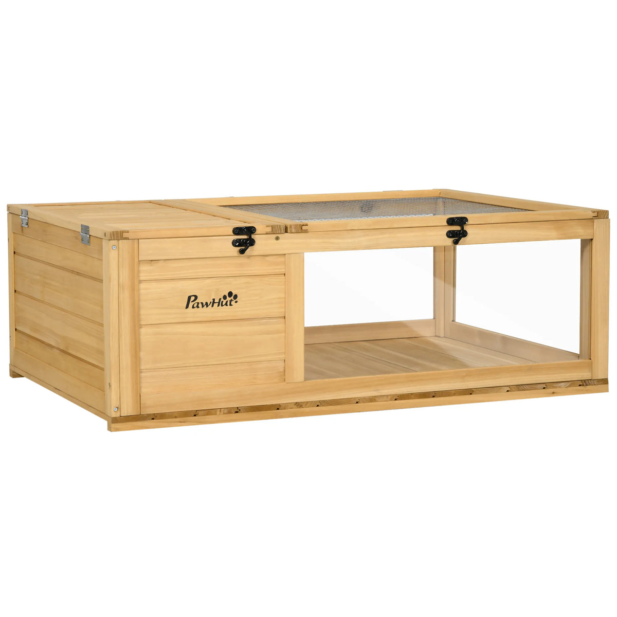 Vėžlių namelis su aptvaru, 91 x 60,5 x 32 cm, geltonas