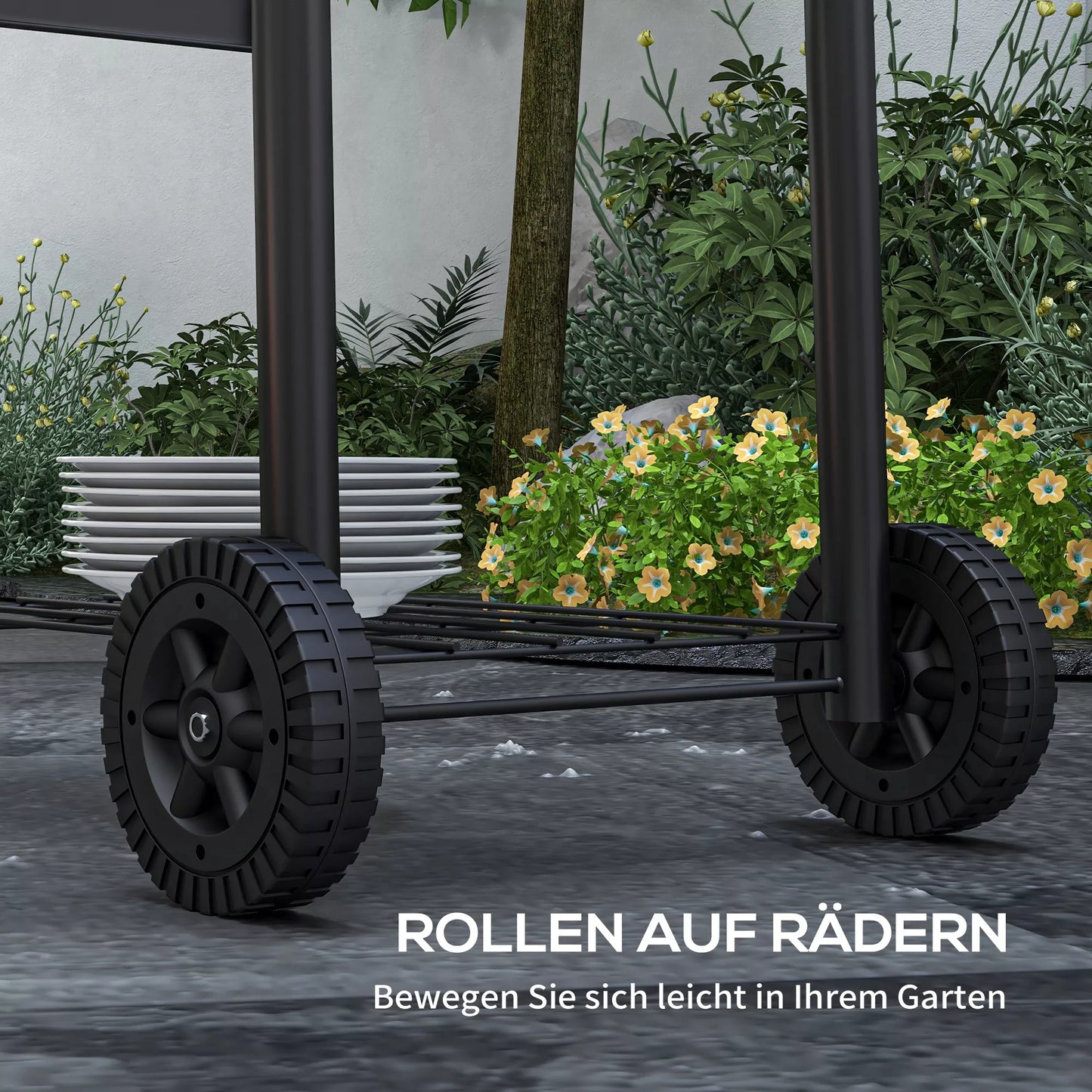 Anglinis BBQ grilius Smoker, 1 lentyna, su termometru, 83 x 46.5 x 115 cm, juodas