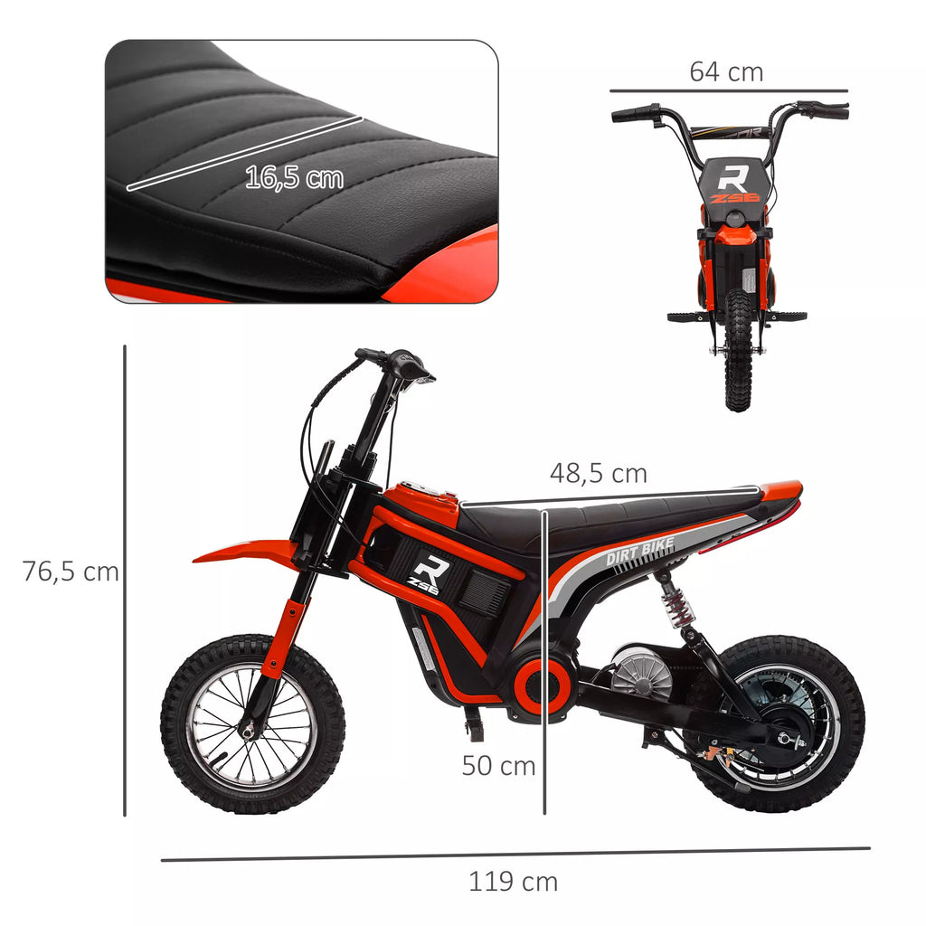 Vaikiškas elektrinis motociklas, 24V, 8–16 km/h, 8–12 metų vaikams, raudonas