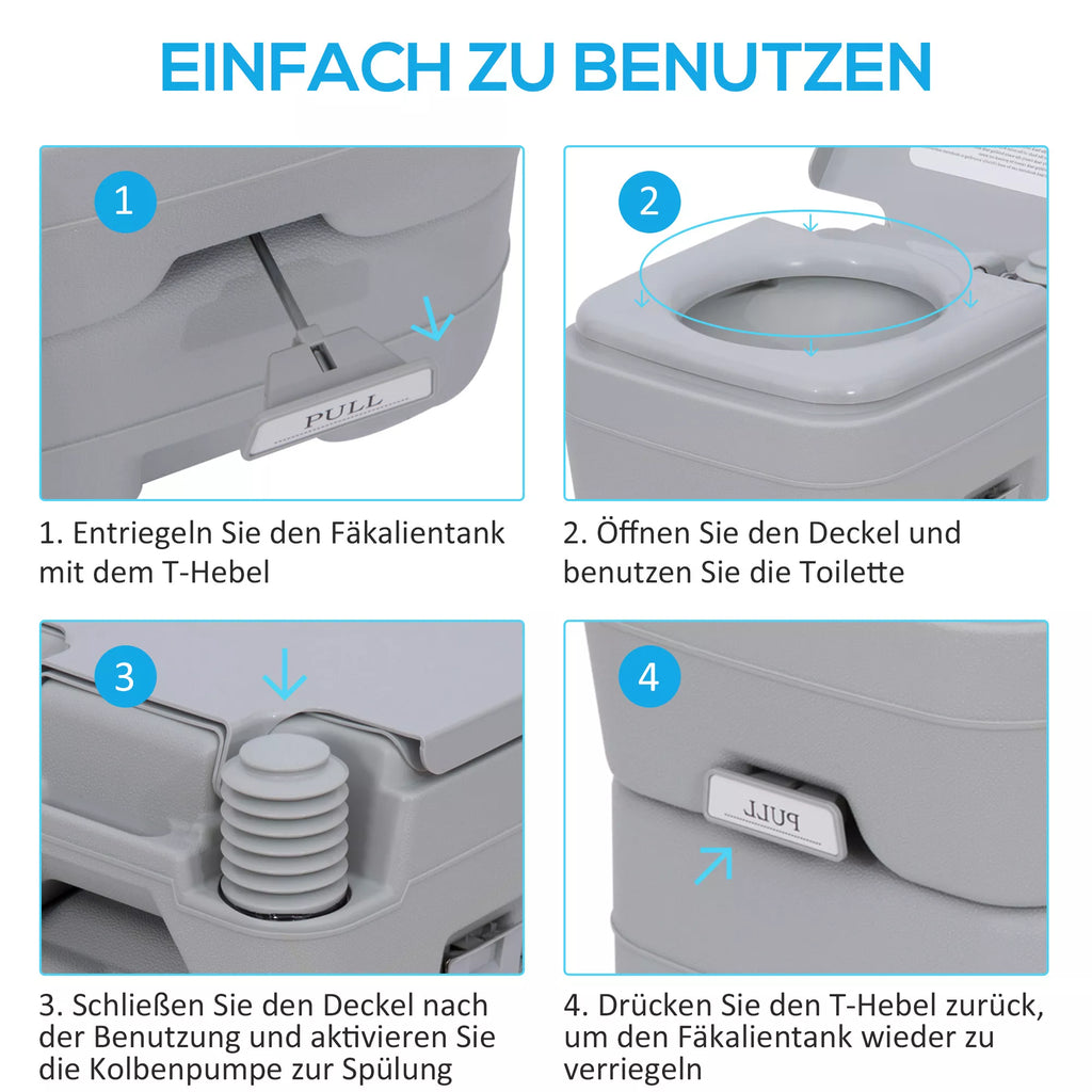 Nešiojamas tualetas kempingui, mobilus WC kelionėms ir kemperiui
