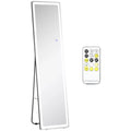 2-in-1 pastatomas veidrodis su LED apšvietimu, laisvai statomas, aliuminio, reguliuojamas apšvietimas, 40 cm x 37 cm x 157,5 cm