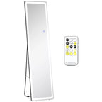 2-in-1 pastatomas veidrodis su LED apšvietimu, laisvai statomas, aliuminio, reguliuojamas apšvietimas, 40 cm x 37 cm x 157,5 cm
