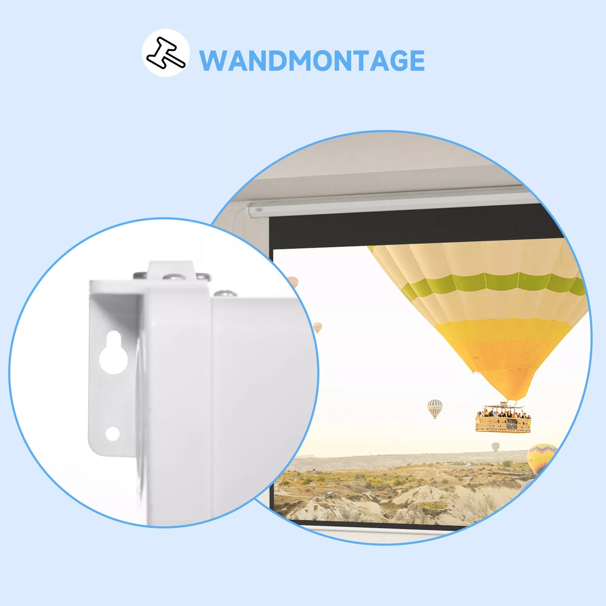 Projektoriaus ekranas, 16:9 formatas, nuotolinio valdymo pultas, 266 x 149 cm (120 colių), baltas